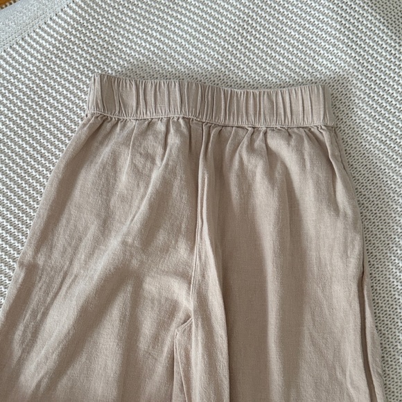 Abercrombie & Fitch Light Brown Linen-Blend Pull-On Wide Leg Pants - Picture 8 of 10